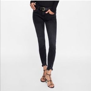 ZARA Black Zipper Detail Skinny Jeans, Size 4